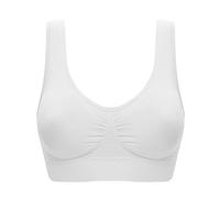 Wireless Bras for Women UK Comfort Seamless Bra Plus Size Sport Bra for Large Breasts Padded Non Wired Ladies Bras Low Back Yoga Bra Solid Bralettes S-6XL White