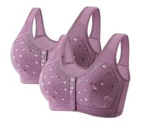 Wireless Bras For Women Uk Large Bust-Strapless Push Up Bra 2Pc Women'S Front Side Buckle Lace Edge Without Steel Ring Movement Seamless Gathering Adjustment Yoga Sleep Large Bra (Purple, 40)