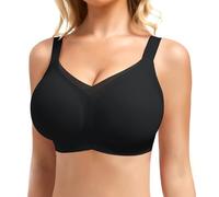 Wireless Bras for Women V Mush Everyday Bras No Underwire Seamless Bra Full Coverage Comfortable Bra, Black, 3X-Large