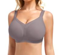Wireless Bras for Women V Mush Everyday Bras No Underwire Seamless Bra Full Coverage Comfortable Bra, Grey, L