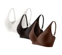 Wireless Bras with Support and Lift Wireless Jelly Bra for Women 3 Pack Deep V No Underwire Seamless Bras Sexy Plunge Bralettes T Shirt Sleep Everyday Bra