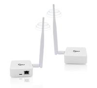 Wireless Bridge,2.4G Point to Point Outdoor 1KM Long Range WiFi Bridges for PtP/PtMP with High Gain Antenna, Type-C Adapter, 2 RJ45 Ethernet Port, 2 Pack (White)