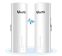 Wireless Bridge Point to Point Outdoor: UeeVii CPE450 5.8G 3Km Long Range Wi-Fi Bridge for Extend Network to Barn and Surveillance Range - Work with Starlink, 14dBi MIMO Antenna,48V POE Powered, 2pcs