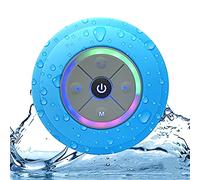 Wireless BT Shower Speaker IPX4 Portable with LED Light FM Radio Loud Stereo Sound Built-in MIC Suction Cup Support Hands-Call TF Card for Pool Beach Home Party Travel Outdoors