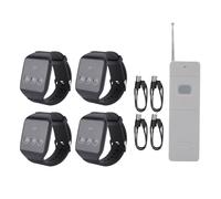 Wireless Calling System, 4 Watch Receivers 1 Transmitter IPX4 Splash Proof with Caregiver Pager splash-proof Call Touch Sensitive Switch Long Distance Multiple Modes for Home Work