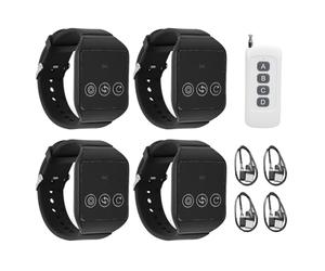 Wireless Calling System, 4 Watch Receivers 1 Transmitter, Wireless Caregiver Pager Calling System, Queue Call Restaurant Paging System for Restaurant Church Food Truck Coffee Shop