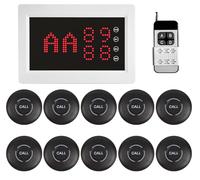Wireless Calling System Restaurant Pager System Caregiver Pager for Patient Nurse Alert with 1 Number Display and 10 Waterproof Call Buttons for Elderly Clinic Nursing Center Hospital