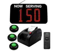 Wireless Calling System Take A Number System Restaurant Pager Queue Calling System Waiting Number System with 1 Display Receiver+1 Thermal Printer+3 Call Buttons for Restaurant,Bank, Hospital,Clinic