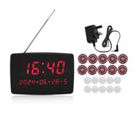 Wireless Calling System, Wireless Paging Service System with 10 Call Buttons 1 Display Receiver for Nurses Station Restaurant (GB Plug)