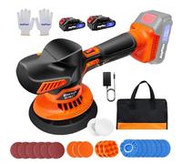 Wireless Car Buffer Polisher, 6-Inch 125-150mm Pad, 21V with 2X 1.5Ah Batteries, 6 Variable Speed 2800-5500 RPM, 12mm Eccentric, 24PCS Accessories for Auto Polishing & Sanding