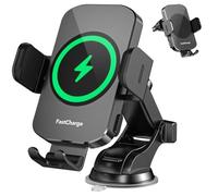 Wireless Car Charger: 15W fast charging with automatic clamping. Ideal phone holder for iPhone 16/15/14/13/12/11 Pro Max Xs and Samsung Galaxy S24 Ultra/S23/S22/S21/S20/S10+ Note 9 etc.