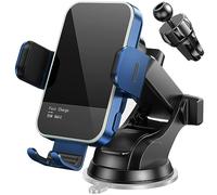 Wireless Car Charger,【7 Colored LED Backlit】15W Auto Clamping Car Charger Phone Mount Holder fit for iPhone 14 13 12 Mini Pro Max 11 XR XS X, Samsung Galaxy S23 Ultra S22 S21+ S10+ Note 20, etc - Blue