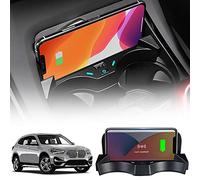 Wireless Car Charger Compatible with BMW X1/X2 2016 2017 2018 2019 2020 2021 Center Console Accessory Panel, 15W Qi Fast Charging Phone Charger Pad with QC3.0 USB for iPhone 12/11 Samsung