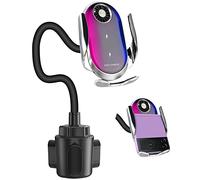 Wireless Car Charger Cup Holder, Qoosea 15W Dual Coils Qi Fast Charging Auto-Clamping Car Mount Cradle for Samsung Galaxy Z Flip 5/Flip 4/3/2, Non-Shaking Car Phone Cupholder for Galaxy Z FLip Series