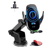 Wireless Car Charger Mount, Fast Charging Auto Clamping 15W Intelligent Dual Control Induction Car Phone Holder Mount Wireless Charging Compatible with All iPhone Android Smartphone