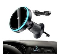 Wireless Car Charger Mount - Magnetic Car Phone Holder - Fast Charging 15W Smartphone Dashboard Truck Vehicle Camper
