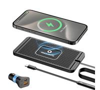 Wireless Car Charger Pad, REESTECQI 15W Non Slip Wireless Charging Pad for Car with 40W Type C Car Charger for Airpods iPhone 17/16/15/14/13/12/11 Samsung Google (1M Cable)