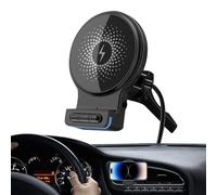 Wireless Car Charger - With 15W Fast Charge And 360 Degree Rotatable Magnet Holder | Car Holder Charger With Built-in AUX Audio Input - For Car Truck Office And Home Use