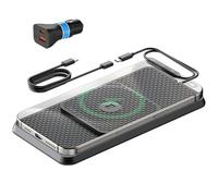 Wireless Car Charging Pad, Reestecqi 15W Wireless Car Charger Mat Non Slip Charging Pad with 30cm Cable & 70cm Extension Compatible with iPhone 16 Pro/15/14/13, AirPods, Samsung, Google