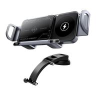 Wireless Car Mount Charger - Dashboard Phone Holder, Auto Charging Stand | 15W Fast Charging Duals Coil System, Adjustable Air Vent Mount Dock, Smartphone Cradle with Pad for Center Console RV