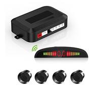 Wireless Car Reversing Radar, Reverse Radar System with 4 Reversing Radars, Wireless LED Distance Display with Sound Warning + 4 Black Car Reversing Sensor for Auto Vans RV Trailer