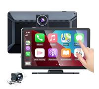 Wireless Car Stereo,9 Inch CarPlay Screen for Apple Car Play & Android Auto,Portable Touch Wireless Car Play Screen Mirror Link Music Video Player, with 4K Front+Rear 1080P Dual Camera Dash Cam