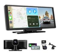 Wireless Car Stereo for Apple CarPlay and Android Auto, 10.26 Inch Touch Screen Car Radio with 4K Dashcam Front and Rear Camera 1080P HD/Bluetooth/FM/AUX/64G TF/Mirror Link/Voice Control/GPS