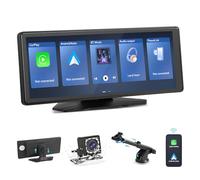 Wireless Car Stereo for Apple Carplay & Android Auto, 10.26" Portable Touchscreen Car Audio Receiver with 1080P Rear Camera, Bluetooth 5.0, Voice Control, Mirror Link, GPS Navigation, FM, AUX