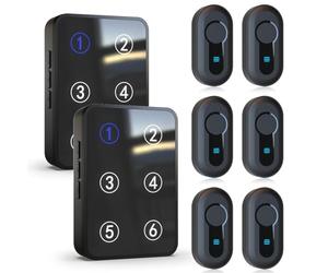 Wireless Caregiver Pager Call Button Nurse Call System 500Ft Range with LED Number Display for Elderly/Patient/Disabled at Home/Hospital/Clinic(6 Waterproof Call Button & 2 Receiver)