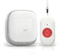 Wireless Caregiver Pager, Elderly Alarm Call Button Personal Panic Alarm for Elderly/Home/Patient/Disabled/Nurse 500+ft UK Plug(1 Receiver 1 Call Button）