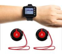 Wireless Caregiver Pager Smart Call System 2 SOS Call Buttons/Transmitters 1 Wrist Receivers Nurse Calling Alert Patient Help System for Home/Personal Attention 500Feet