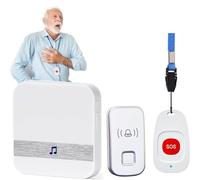 Wireless Caregiver Pager Smart Call System, Receiver + Doorbell + SOS Call Button, Caregiver Pager for Elderly/Children/Pregnant Women