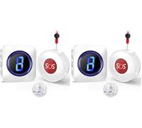 Wireless Caregiver Pager, SOS Call Button Suresafe Personal Alarms for Elderly, 1,000ft Long Range Buzzer Call Bell, Panic Alarm Button with 55 Melodies, 5 Volume Levels, LED Flash, White (Pack of 2)