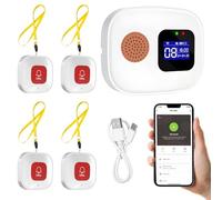 Wireless Caregiver Seniors Pager Alarm, Personal Alarms for Elderly, WiFi Wireless Caregiver Pager Call Button, 4 * SOS Emergency Call Button + 1* Receiver, For Patient/Elderly/Disabled