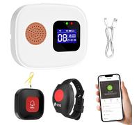 Wireless Caregiver Seniors Pager Alarm, Personal Alarms for Elderly, WiFi Wireless Caregiver Pager Call Button, With 1 SOS Receivers, 1 Call Button, 1*Wrist Button, For Patient/Elderly/Home/Disabled