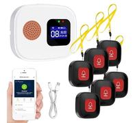 Wireless Caregiver Seniors Pager Alarm, Personal Alarms for Elderly, WiFi Wireless Caregiver Pager Call Button, 6 * SOS Emergency Call Button + 1* Receiver, For Patient/Elderly/Disabled