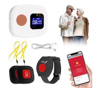 Wireless Caregiver Seniors Pager Alarm Set with 1 SOS Receiver, 2 Call Button, 1 Wrist Button, Personal Alarms for Elderly, WiFi Wireless Caregiver Pager Call Button for Elderly Disabled Home Patient