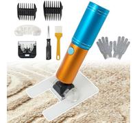 Wireless Carpet Trimmer Tool with Shearing Guide, Lightweight Carpet Shaver with Comb/Storage Box/Cleaning Brush, 250W High Power Cordless Carpet Shears for Precise Trimming,Blue