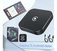 Wireless CarPlay Adapter Android Auto Adapter 2024 Upgrade Plug & Play Dongle Converts Wired to Wireless for Factory Wired CarPlay Cars from 2016, Auto-Connect in Seconds, USB-C & USB-A Cables