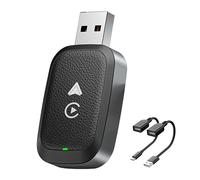Wireless CarPlay Adapter for Alfa Romeo Giulia Giulia Base Ti Quadrifoglio, 2 in 1 CarPlay and Android Auto Adapter, Convert Wired to Bluetooth Wireless Carplay, Plug & Play,A Black