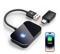 Wireless CarPlay Adapter for iPhone, 2025 Upgraded Convert Wired to Wireless Plug & Play CarPlay Dongle with USB-C, Non-Delay Mini CarPlays Wireles Adapter for iPhone iOS 10+ & Car Since 2016 (Black)