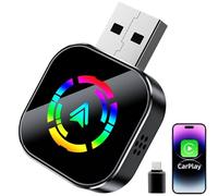 Wireless CarPlay Adapter for iPhone, Convert Wired to Wireless CarPlay Adapter, Mini Size with Extension Cable USB & USB-C/Type-C, Stable Car Control & No Delay （ONLY for iPhone, NO Android）