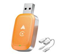 Wireless CarPlay Adapter for MINI 4 Doors One First, Plug & Play Fast Auto-Connect, Upgrade from Wired CarPlay to Wireless 2-in-1 Converter, Amber Orange