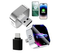 Wireless Carplay Adapter UK, 2025 Upgraded Carplay Wireless Adapter for iphone or Android, 2-In-1 Mini Car Play Wireless adapter Plug and Play Converts Wired to Wireless for Cars with carplay (Silver)
