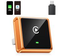 Wireless CarPlay Adapter UK, 2026 Upgraded Aluminium Frame CarPlay & Android Auto Wireless Adapter, Converts Wired to Wireless, Plug & Play, Auto Reconnect Fast and Stable, with USB-C, Orange