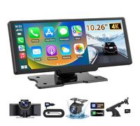 Wireless Carplay & Android Auto 10.26" Screen | Apple Car Play with 4K Dash Cam & Reversing Camera | GPS Navigation & Voice Control | Carplay Screen for Car Easy Fit Cars, SUVs, Vans(ADAS)