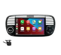 Wireless CarPlayer Android Auto Car Stereo Android 7 Inch 2 Din Touch Screen Car Radio Support Bluetooth/FM/WiFi/GPS/Mirror Link Compatible with Fiat 500+4LED Camera (Black)