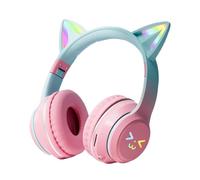 Wireless Cat Ear Headphones for Cat Ears with Microphone, LED Light Kitty with and Comfortable Ears,