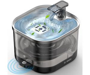 Wireless Cat Water Fountain Cordless with External Pump, 5000MAh Battery Operated, 68oz Rechargeable Automatic Pet Cat Fountains for Drinking with Motion Sensor, Quiet Pump(1 Filter)