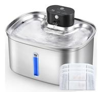 Wireless Cat Water Fountain Stainless Steel, 169oz/5L Cordless Smart Pet Water Fountain with 5000mAh Battery & Ultra Quiet Pump, Automatic Pet Water Dispenser for Cats & Dogs, 3 Filters